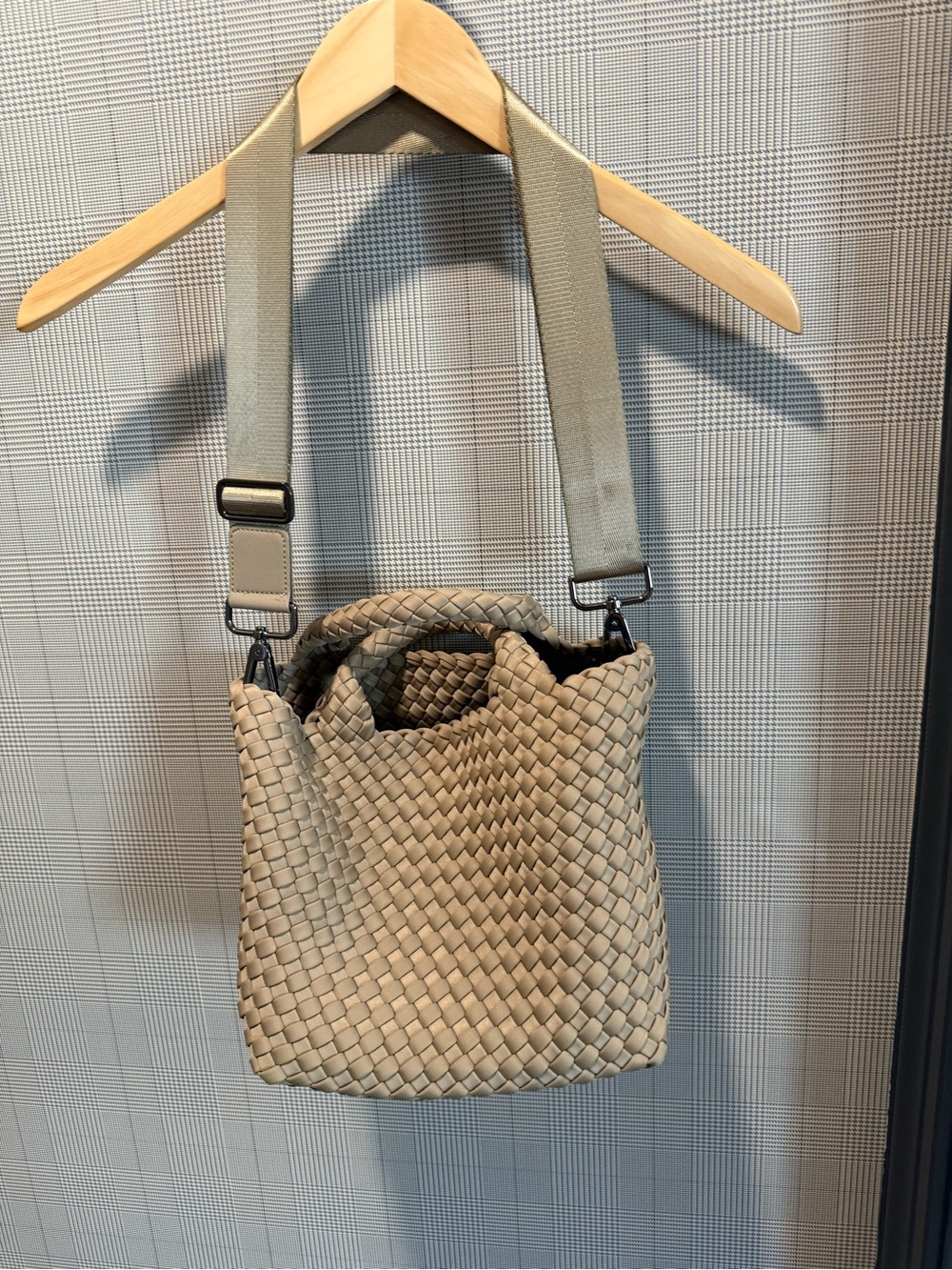 Naghedi Woven Bucket Shoulder Bag in Beige